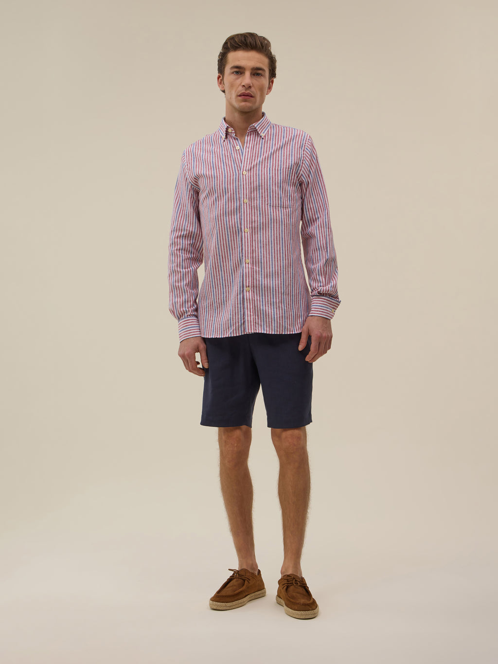 Ava Shirt - Red And Blue Striped - Men