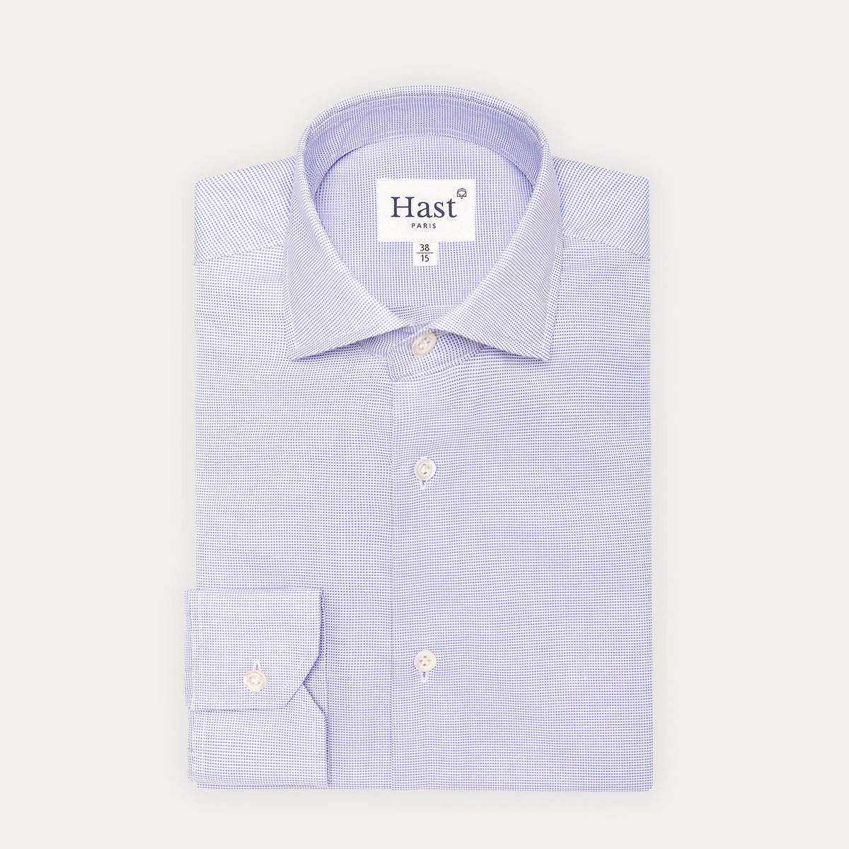 Chemise Premium En Oxford Double Retors Pied-De-Puce Bleue