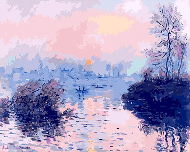 Peinture Par Numéros - Claude Monet - Soleil Couchant Sur La Seine À Lavacourt