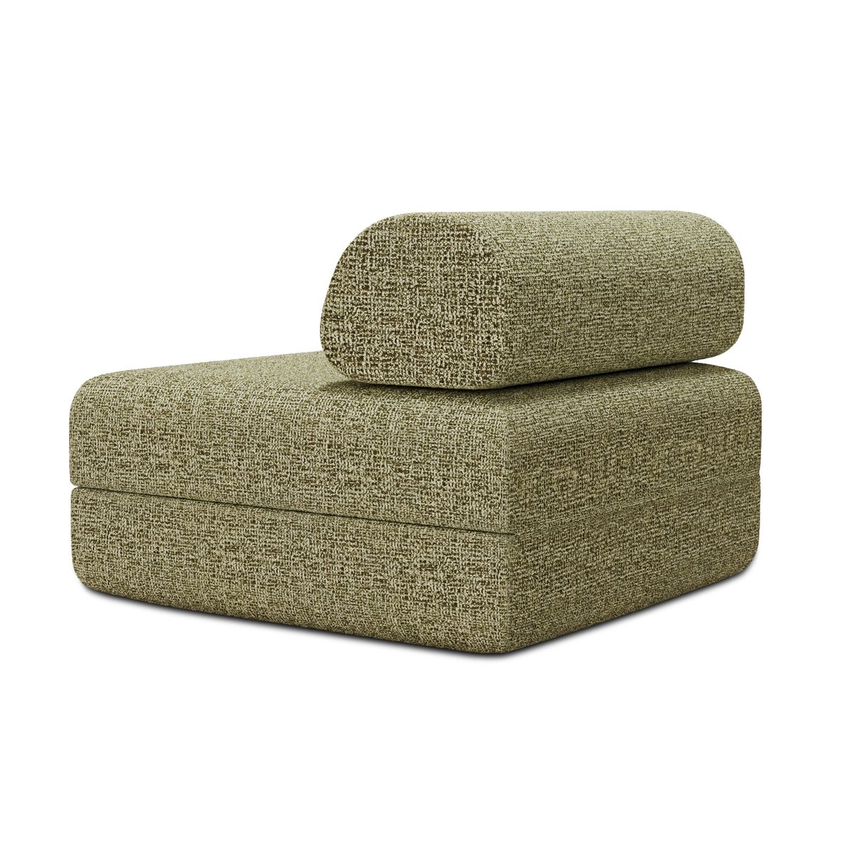 Sofá 2 Plazas Modular - Tejido Exterior A Rayas - Blanco Y Verde Anís