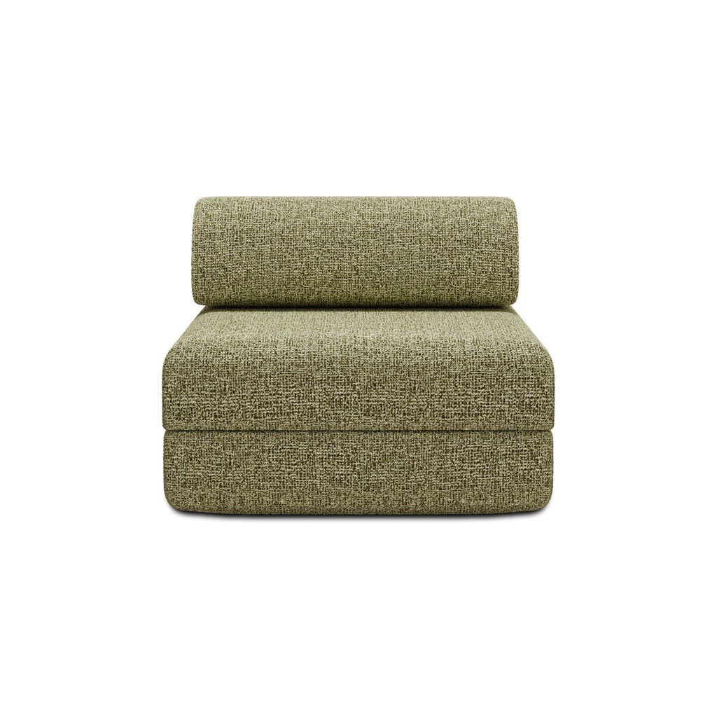 Sofá 2 Plazas Modular - Tejido Exterior A Rayas - Blanco Y Verde Anís