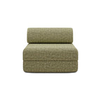 Sofá 2 Plazas Modular - Tejido Exterior A Rayas - Blanco Y Verde Anís