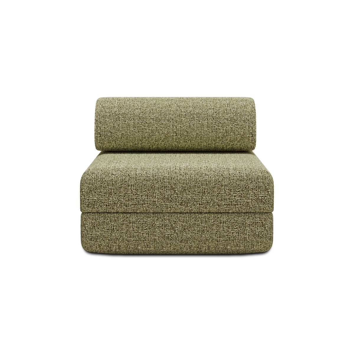 Sofá 2 Plazas Modular - Tejido Exterior A Rayas - Blanco Y Verde Anís