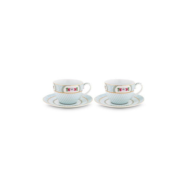 Set 2 Tazas & Platillos de Té Blushing Birds - Blanco