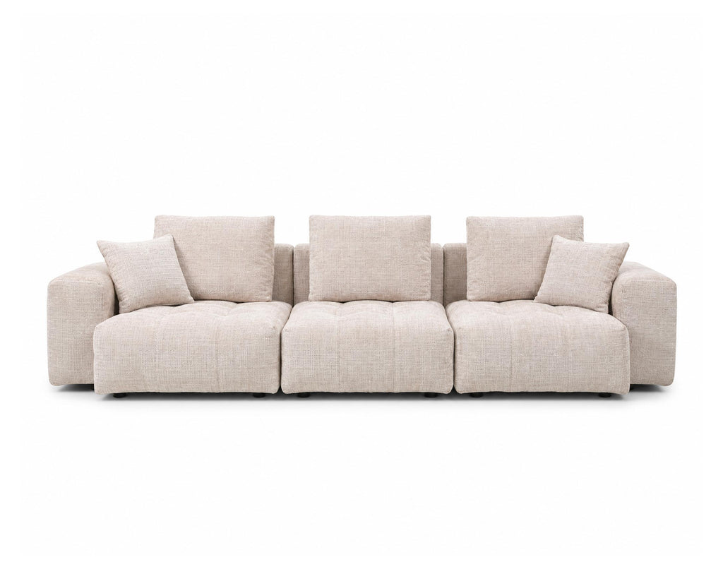 Colette - Modular 3-Seater Sofa - Textured Velvet - Beige