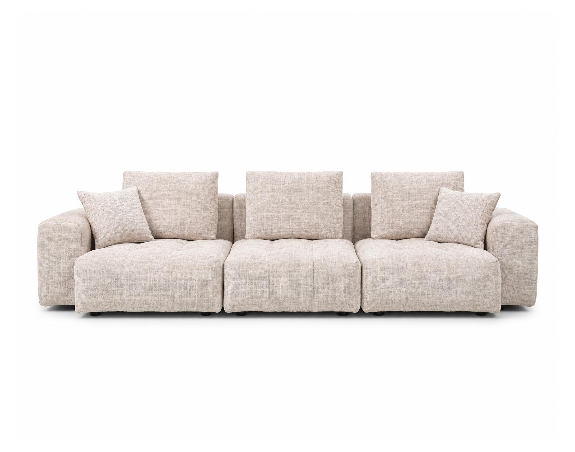 Colette - Modular 3-Seater Sofa - Textured Velvet - Beige
