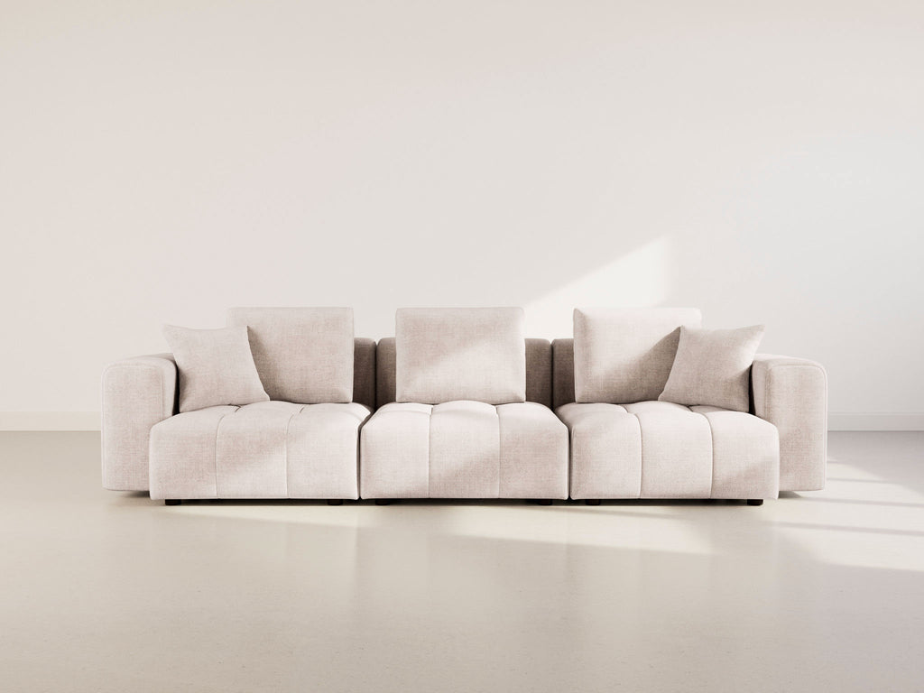 Colette - Modular 3-Seater Sofa - Textured Velvet - Beige