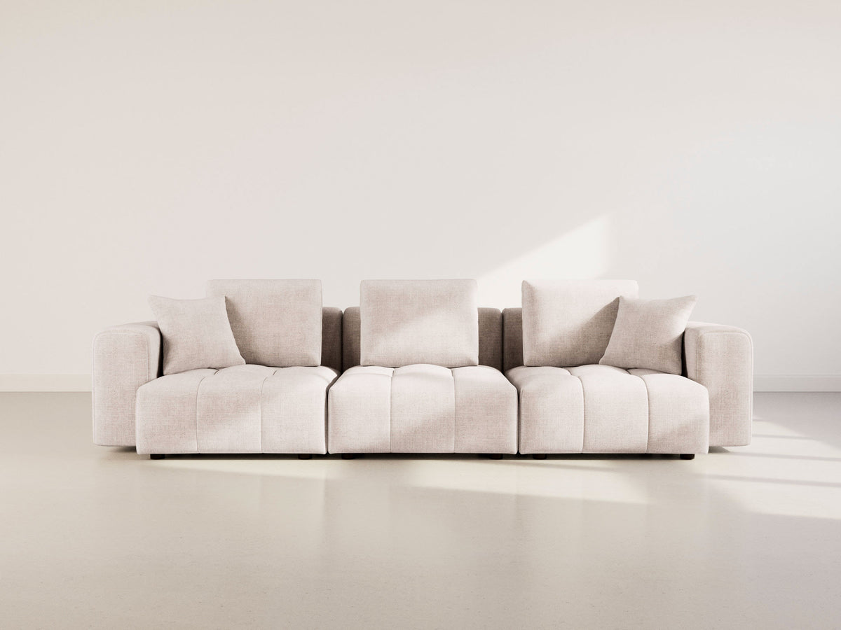 Colette - Modular 3-Seater Sofa - Textured Velvet - Beige