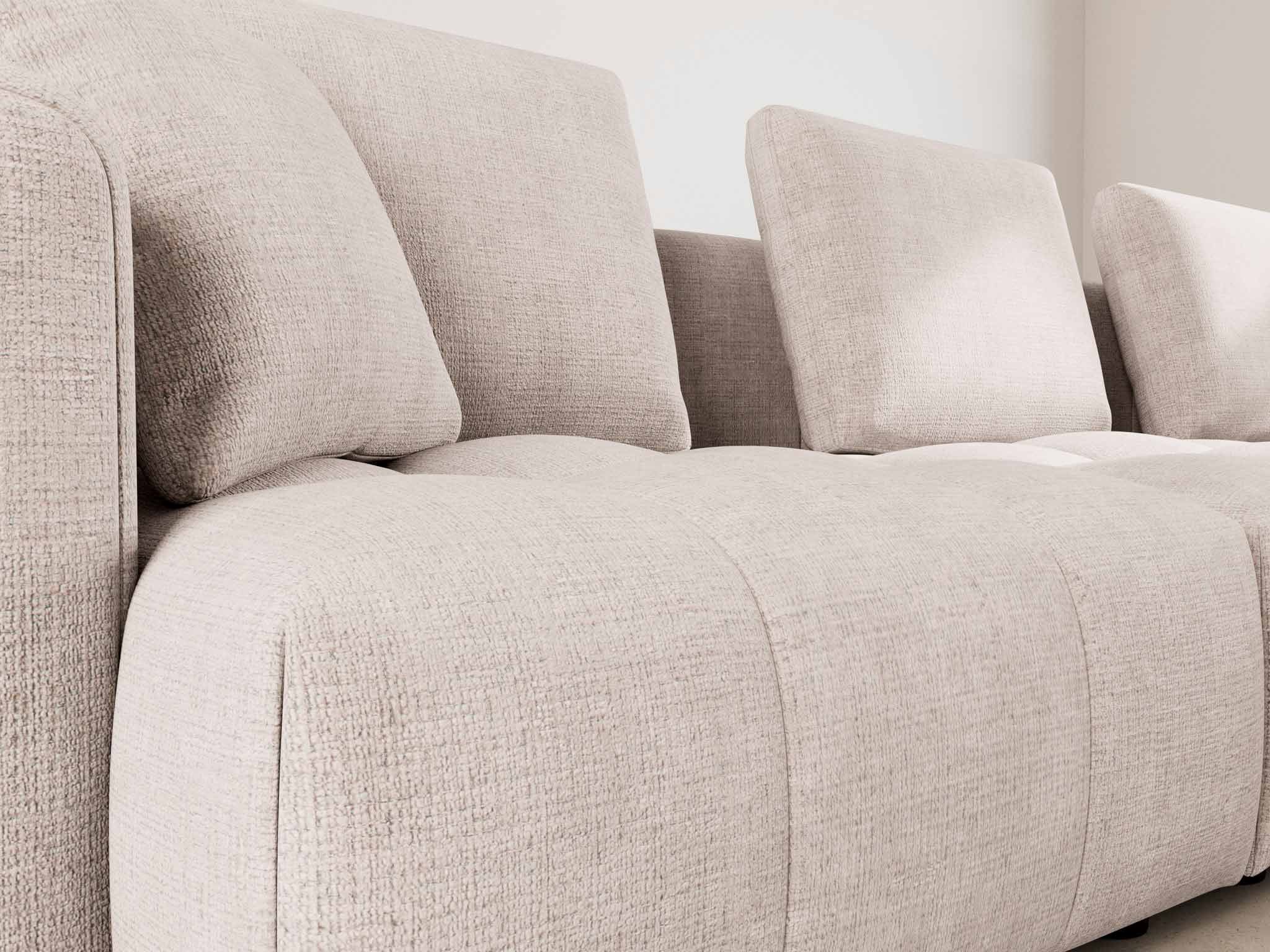 Colette - Modular 3-Seater Sofa - Textured Velvet - Beige