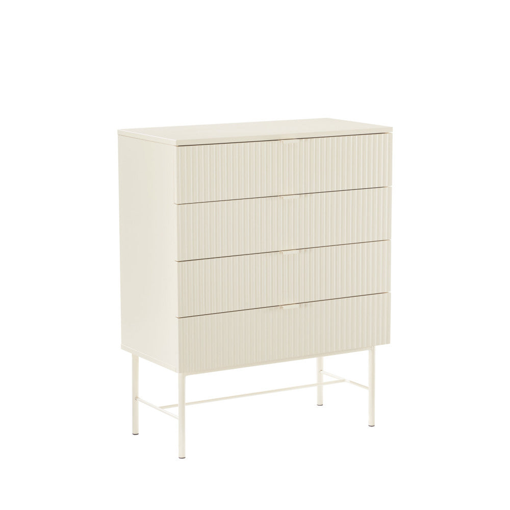 Molly - Commode 4 Tiroirs - Bois Et Métal - Crème