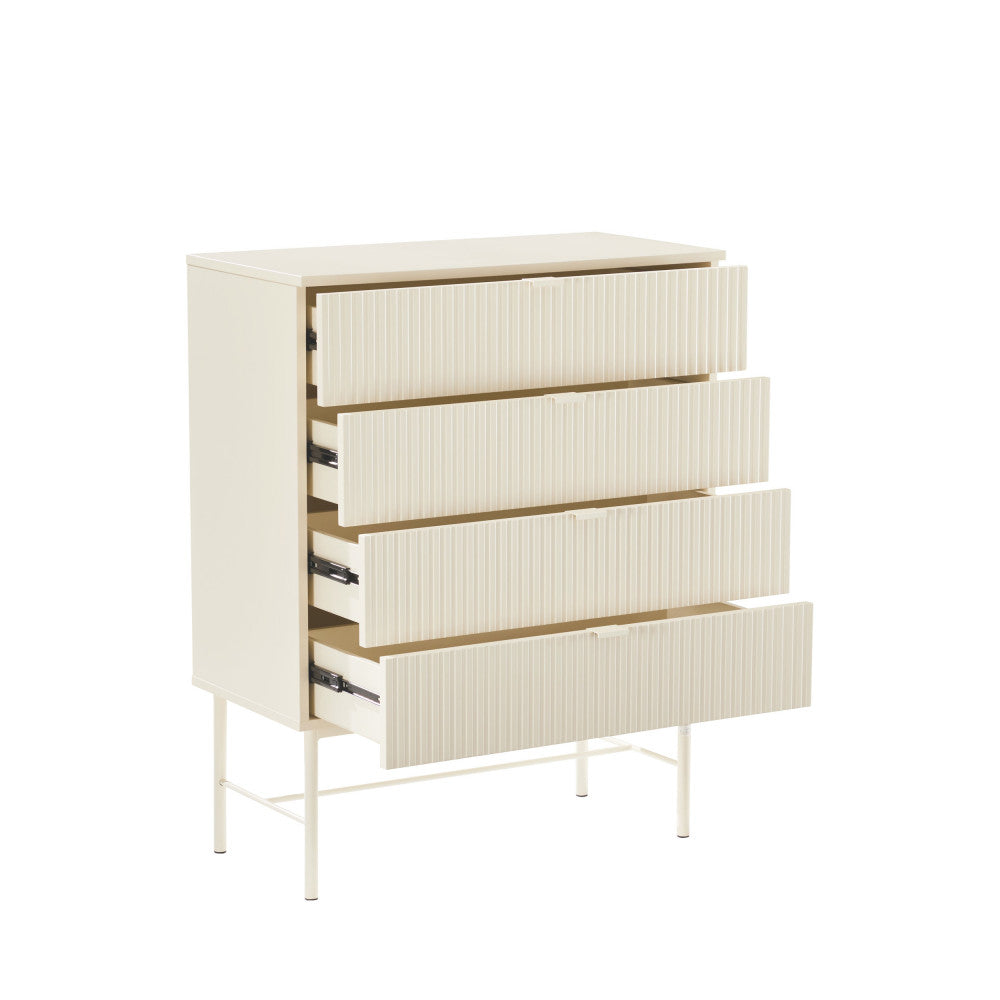 Molly - Commode 4 Tiroirs - Bois Et Métal - Crème