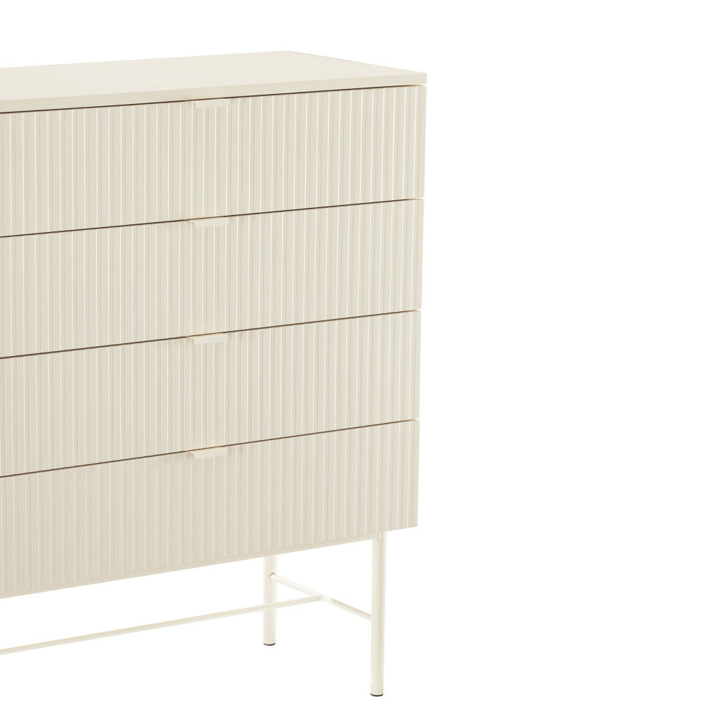 Molly - Commode 4 Tiroirs - Bois Et Métal - Crème