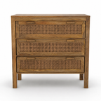 Tiki - Mango Wood And Canework 3 Drawer Chest