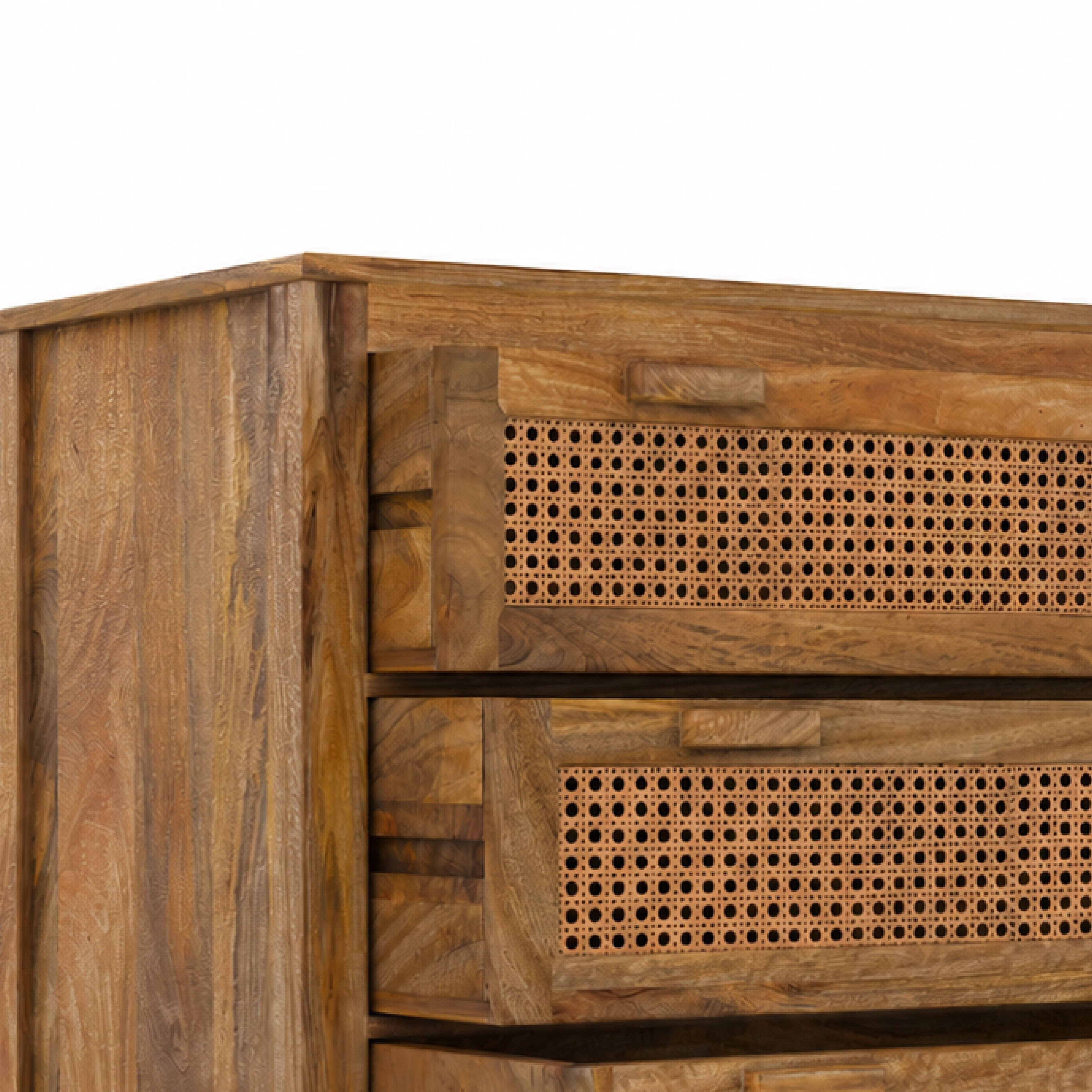 Tiki - Mango Wood And Canework 3 Drawer Chest
