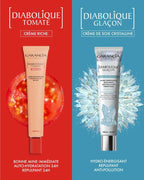 comparación del cubito de hielo de crema de seda cristalina diabolique y la crema de día - crema rica en tomate diabolique