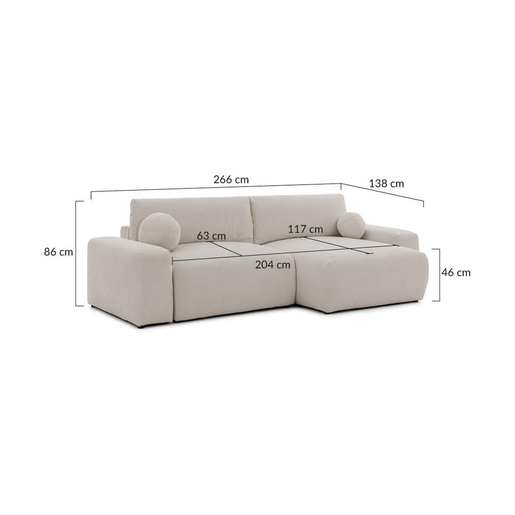Constance - Canapé D'Angle Réversible - Avec Coffre - 4 Places - Tissu - Beige
