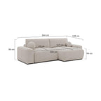 Constance - Canapé D'Angle Réversible - Avec Coffre - 4 Places - Tissu - Beige