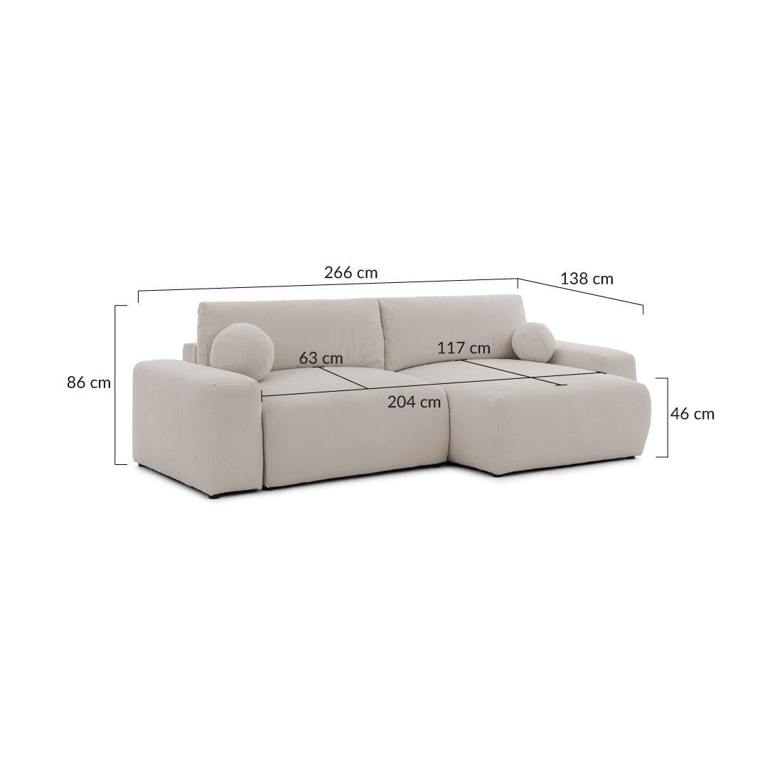 Constance - Canapé D'Angle Réversible - Avec Coffre - 4 Places - Tissu - Beige