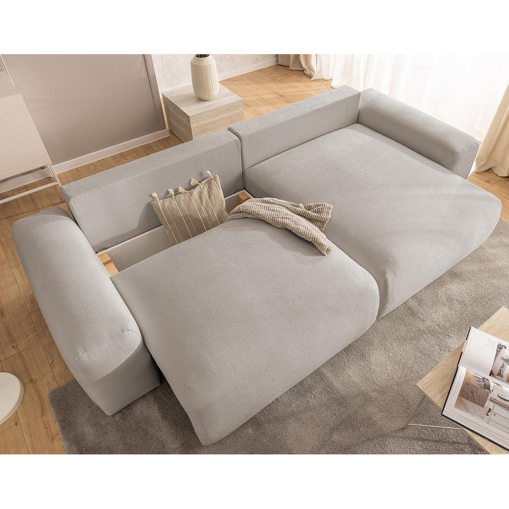 Constance - Canapé D'Angle Réversible - Avec Coffre - 4 Places - Tissu - Beige