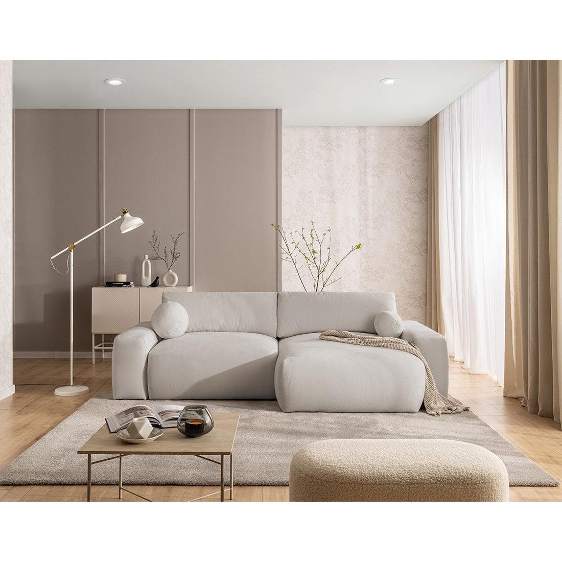 Constance - Canapé D'Angle Réversible - Avec Coffre - 4 Places - Tissu - Beige