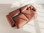 Constance - Canapé D'Angle Réversible 4 Places Convertible Avec Coffre - Velours Gaufré - Terracotta
