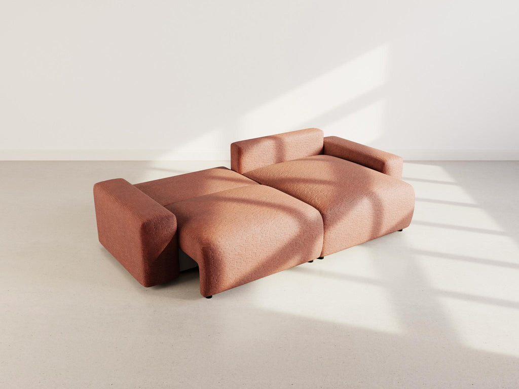 Constance - Canapé D'Angle Réversible 4 Places Convertible Avec Coffre - Velours Gaufré - Terracotta