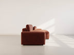 Constance - Canapé D'Angle Réversible 4 Places Convertible Avec Coffre - Velours Gaufré - Terracotta