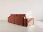 Constance - Canapé D'Angle Réversible 4 Places Convertible Avec Coffre - Velours Gaufré - Terracotta