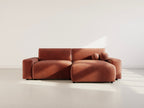 Constance - Canapé D'Angle Réversible 4 Places Convertible Avec Coffre - Velours Gaufré - Terracotta