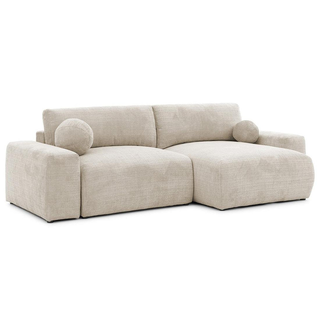 Constance - Canapé D'Angle Réversible - Avec Coffre - 4 Places - Velours Texturé - Beige