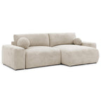 Constance - Canapé D'Angle Réversible - Avec Coffre - 4 Places - Velours Texturé - Beige