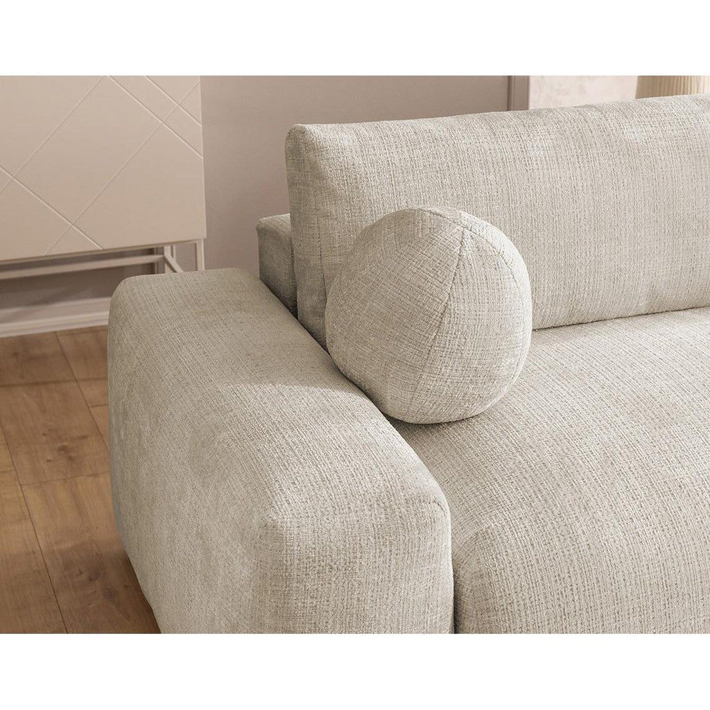 Constance - Canapé D'Angle Réversible - Avec Coffre - 4 Places - Velours Texturé - Beige
