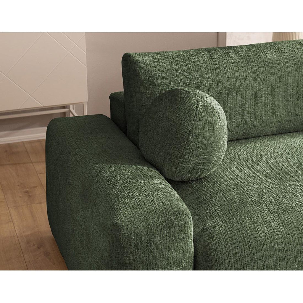 Constance - Sofá Rinconero Reversible - Con Arcón - 4 Plazas - Terciopelo Texturizado - Verde