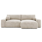 Constance - Canapé D'Angle Réversible - Avec Coffre - 4 Places - Velours Texturé - Beige