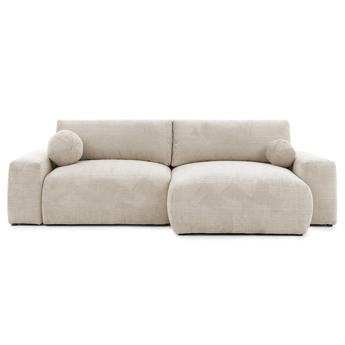 Constance - Canapé D'Angle Réversible - Avec Coffre - 4 Places - Velours Texturé - Beige