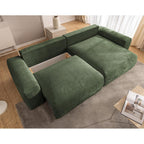 Constance - Sofá Rinconero Reversible - Con Arcón - 4 Plazas - Terciopelo Texturizado - Verde
