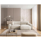 Constance - Canapé D'Angle Réversible - Avec Coffre - 4 Places - Velours Texturé - Beige