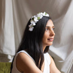 Serre Tête En Papier Blanc Et Vert M