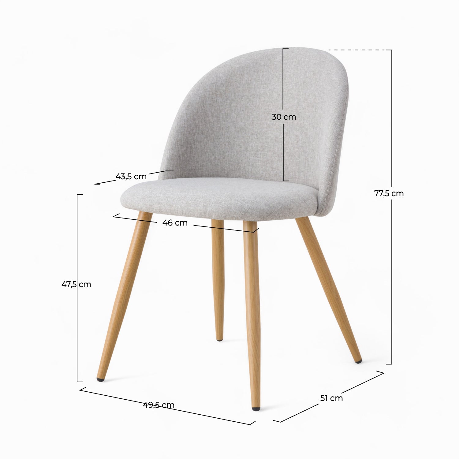 Cozy - Lot De 2 Chaises En Tissu Taupe Chiné Clair Et Pieds En Métal