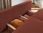 Cristal - 3-Seater Sofa Bed with Storage Compartment - Corduroy - Terracotta