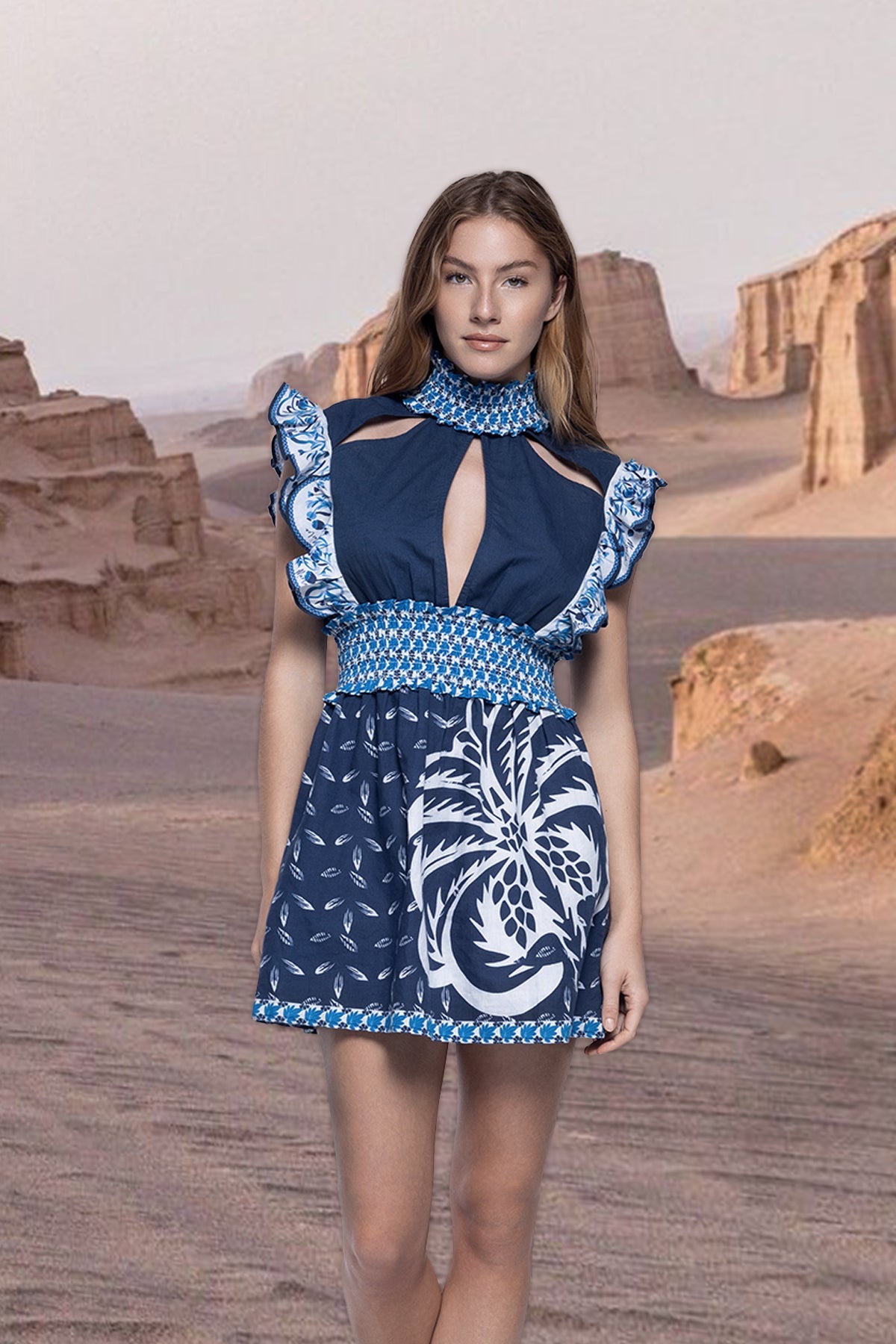 Crystal Dress - Blue Palm Tree