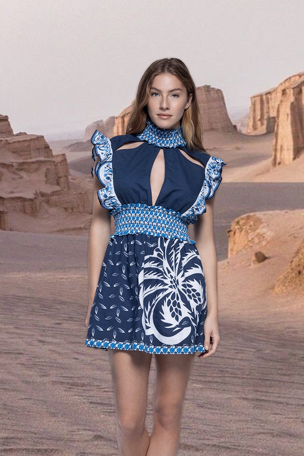 Crystal Dress - Blue Palm Tree