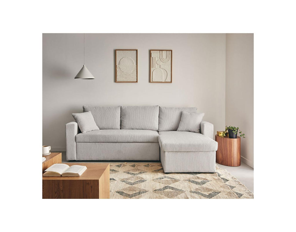 Cyrus - Reversible Convertible Corner Sofa with Storage - 4 Seater - Corduroy - Light Grey