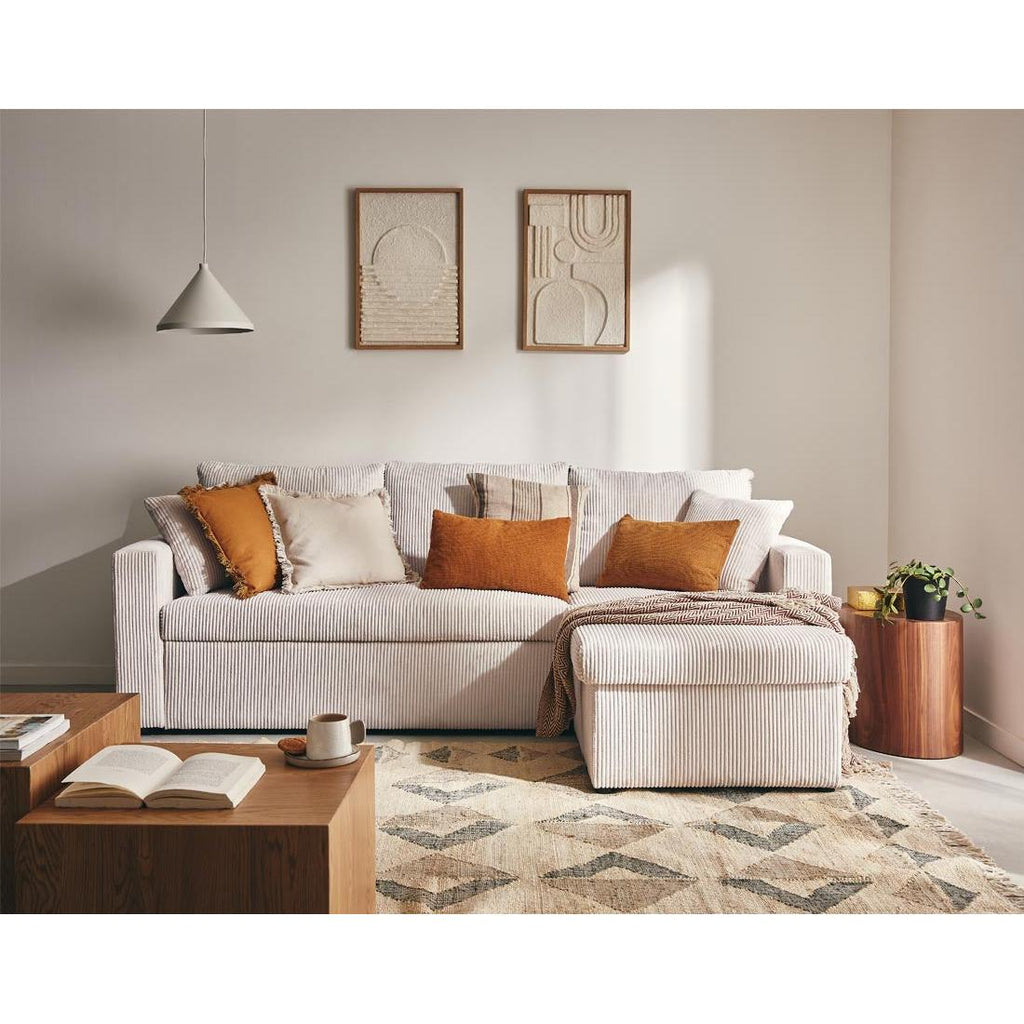 Cyrus - Sofá Rinconero Reversible Convertible Con Arcón - 4 Plazas - Pana - Beige