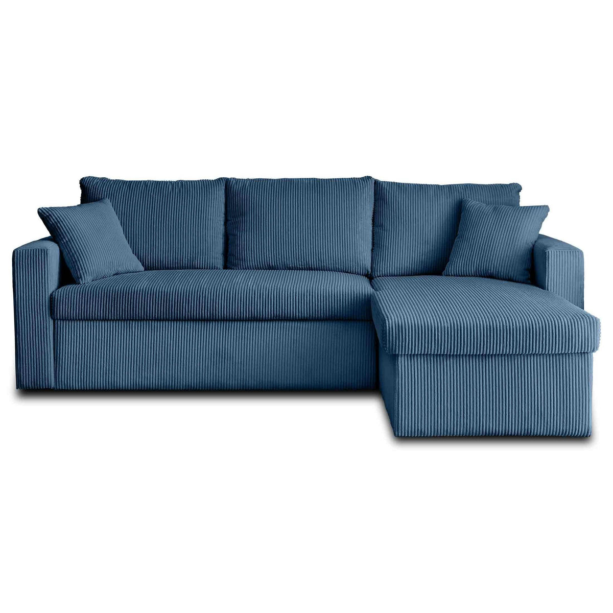 Cyrus - Reversible Convertible Corner Sofa with Storage - 4 Seats - Corduroy - Blue
