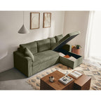 Cyrus - Sofá Rinconera Reversible Cama Con Arcón - 4 Plazas - Pana - Verde