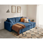 Cyrus - Reversible Convertible Corner Sofa with Storage - 4 Seats - Corduroy - Blue