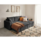 Cyrus - Canapé D'Angle Réversible Convertible Avec Coffre - 4 Places - Velours Côtelé - Gris Foncé