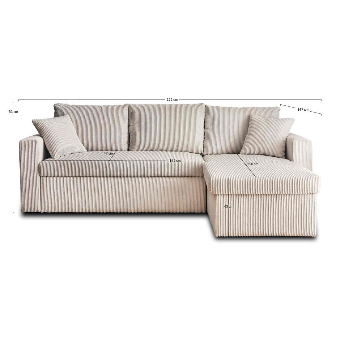 Cyrus - Canapé D'Angle Réversible Convertible Avec Coffre - 4 Places - Velours Côtelé - Gris Foncé
