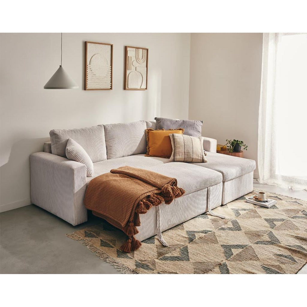 Cyrus - Sofá Rinconero Reversible Convertible Con Arcón - 4 Plazas - Pana - Beige